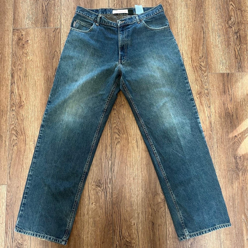 VTG Y2k Timberland Straight Leg Jeans Mens 34x32 Blue Skater Grunge Hip‎ Hop